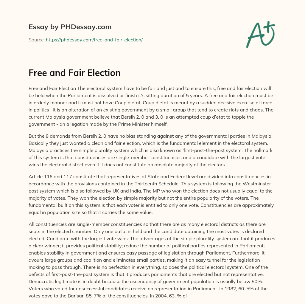 Free and Fair Election essay