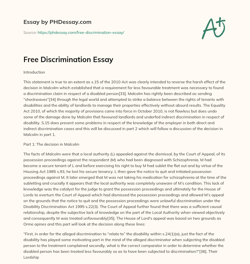 discrimination definition essay