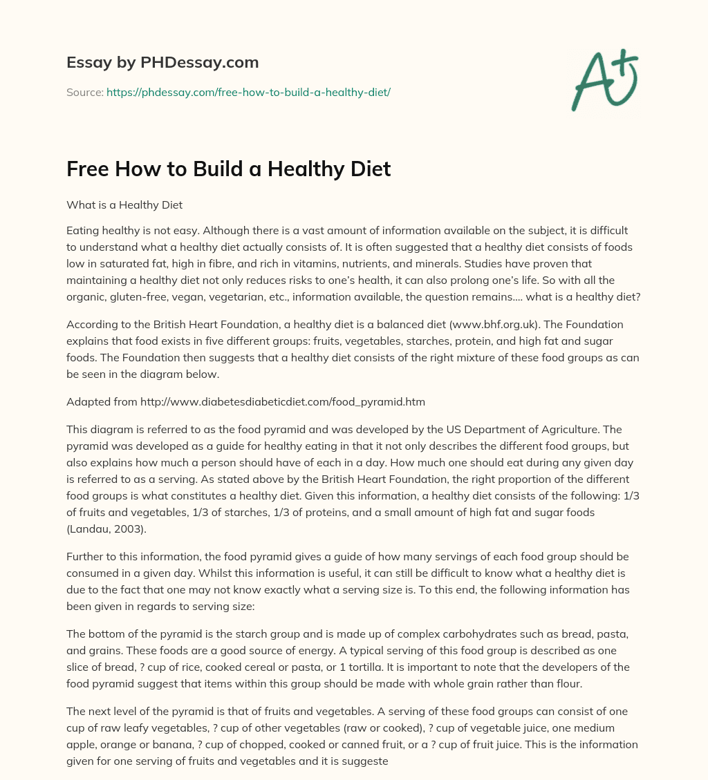 how to have a healthy diet essay