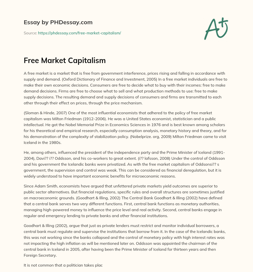 Free Market Capitalism essay