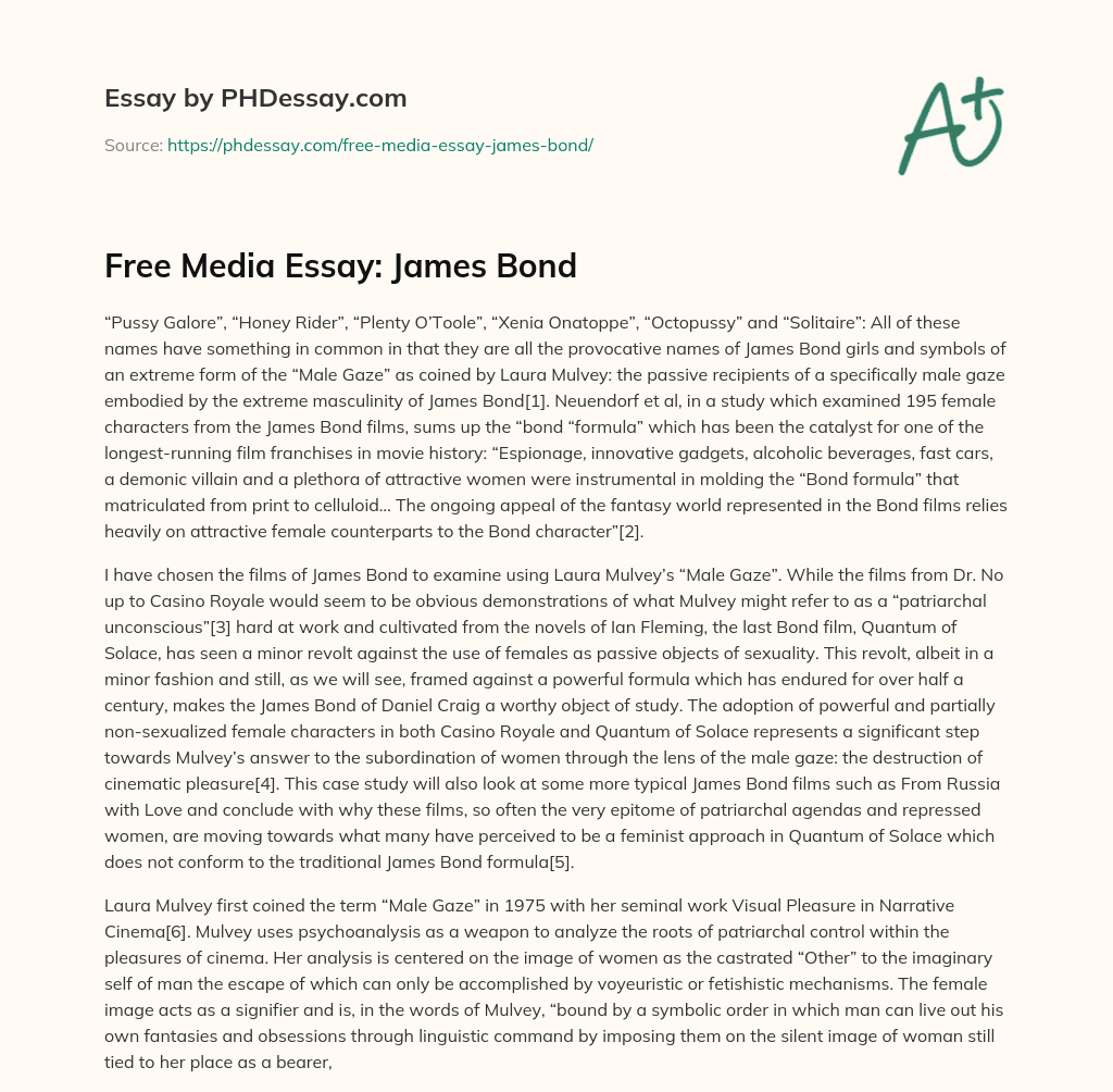 Free Media Essay: James Bond essay