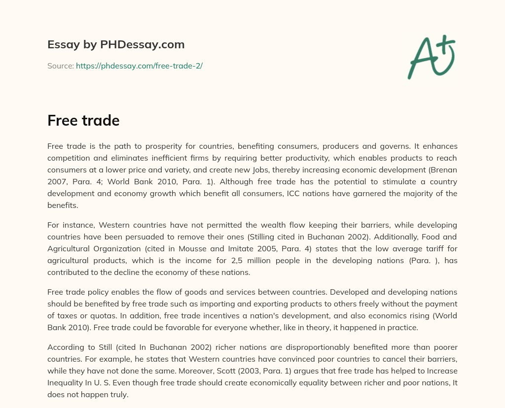 The Pros and Cons of Free Trade: Benefits and Challenges for Countries and Consumers essay