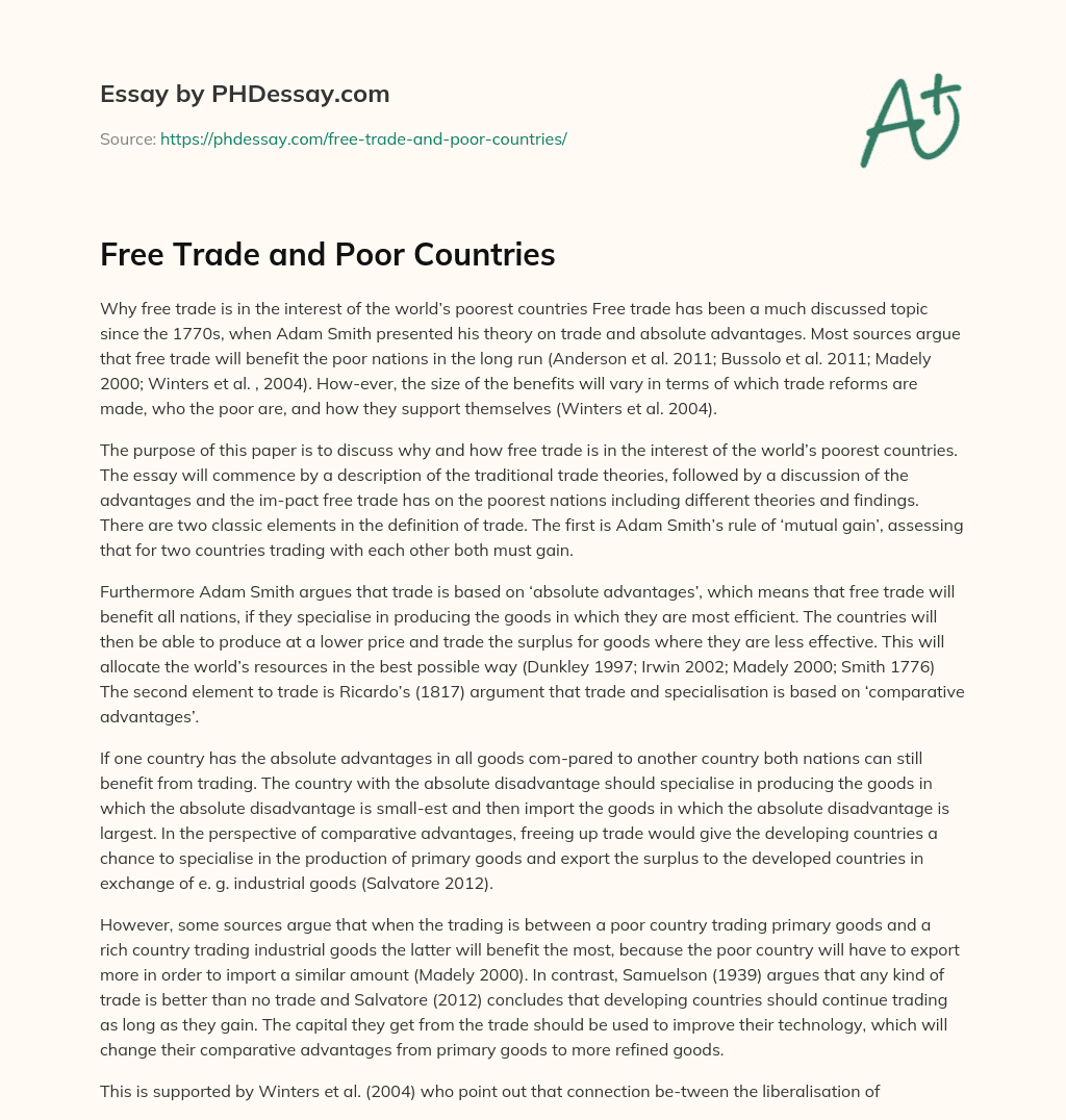 Free Trade and Poor Countries essay