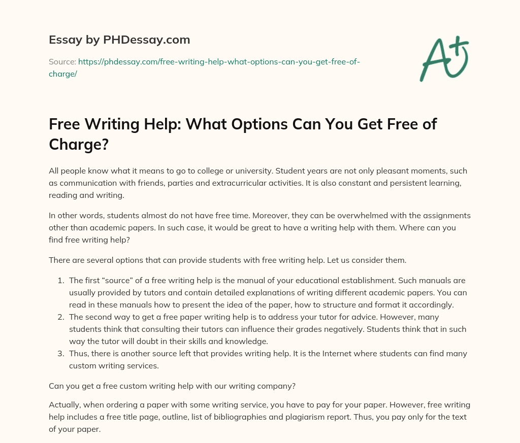 Free Writing Help: What Options Can You Get Free of Charge? essay