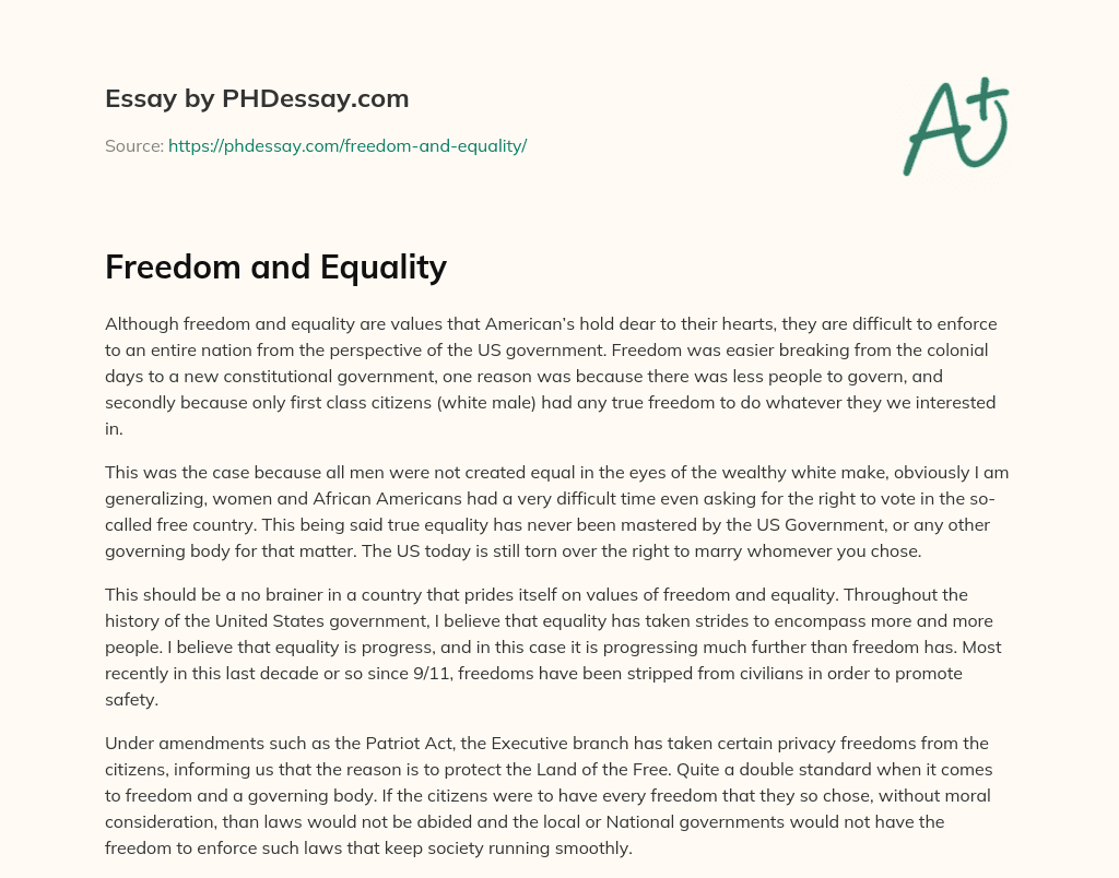 Freedom and Equality essay