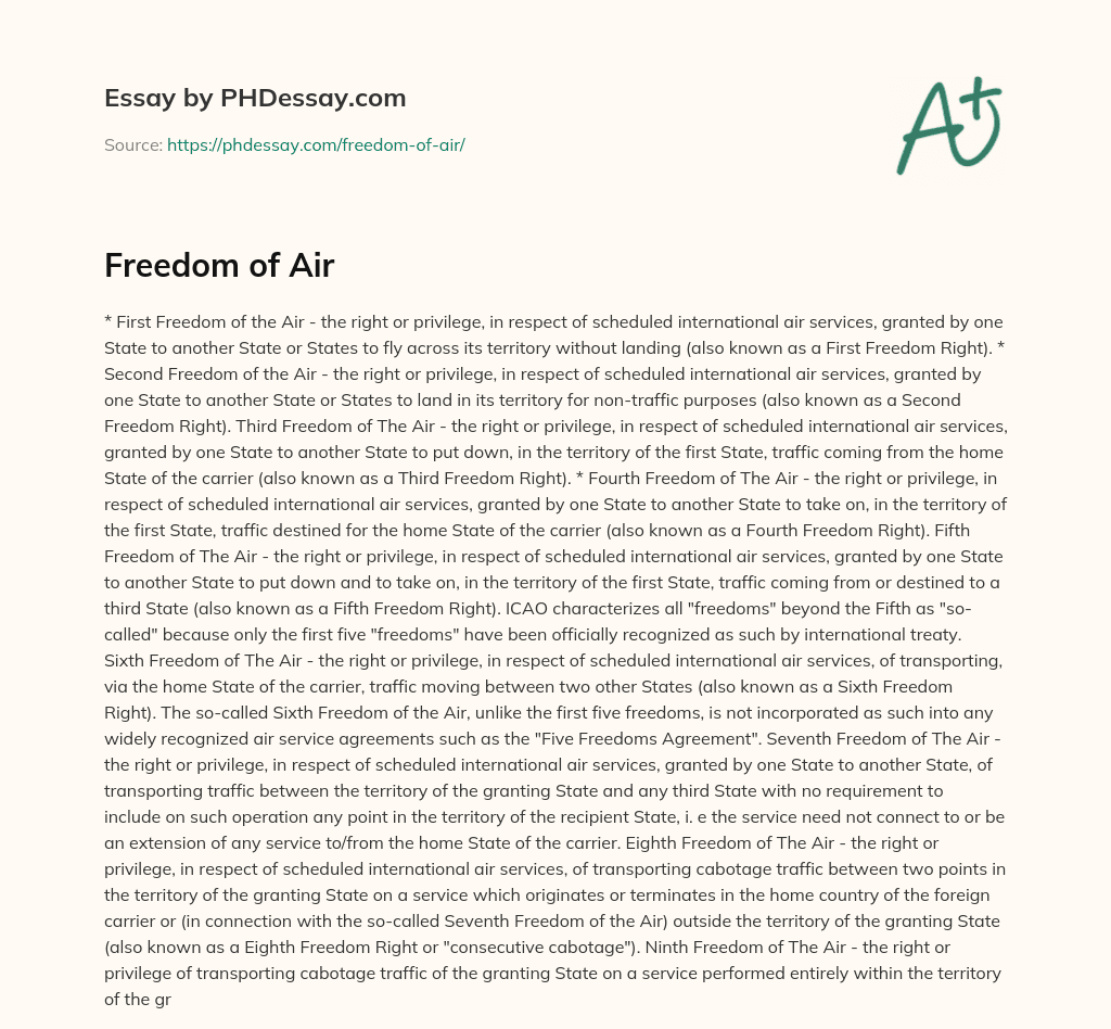 Freedom of Air essay