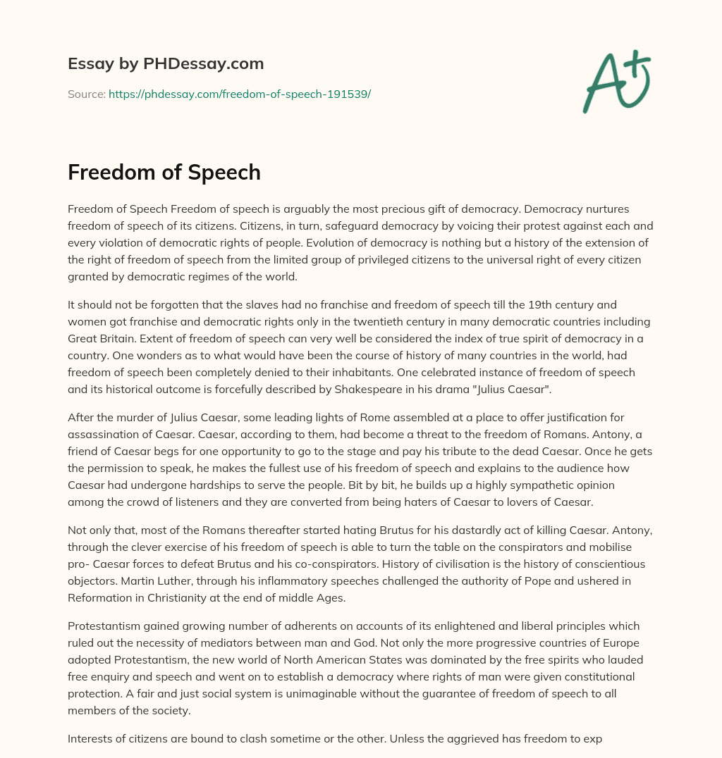 Freedom of Speech essay