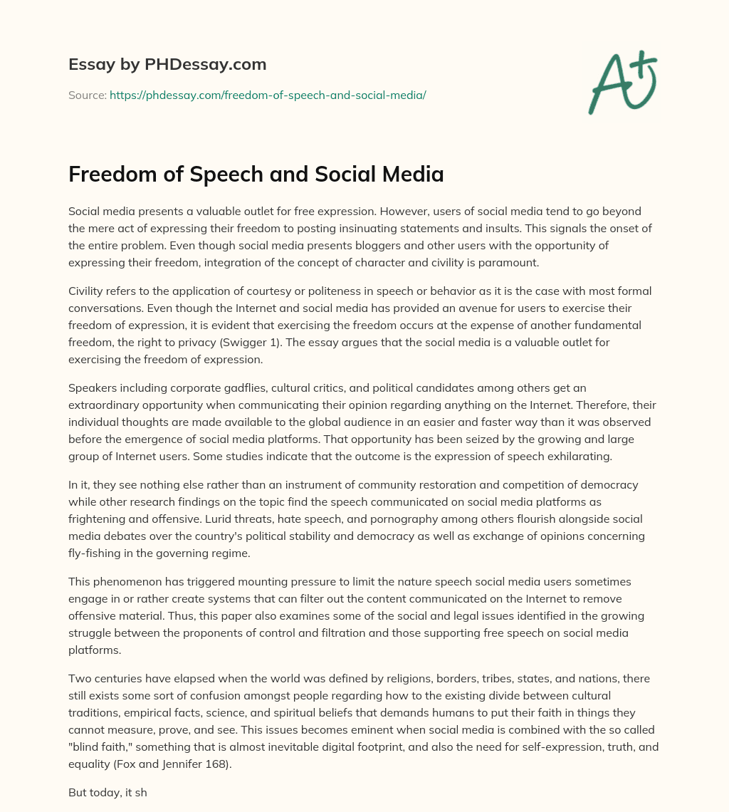 freedom of speech social media essay
