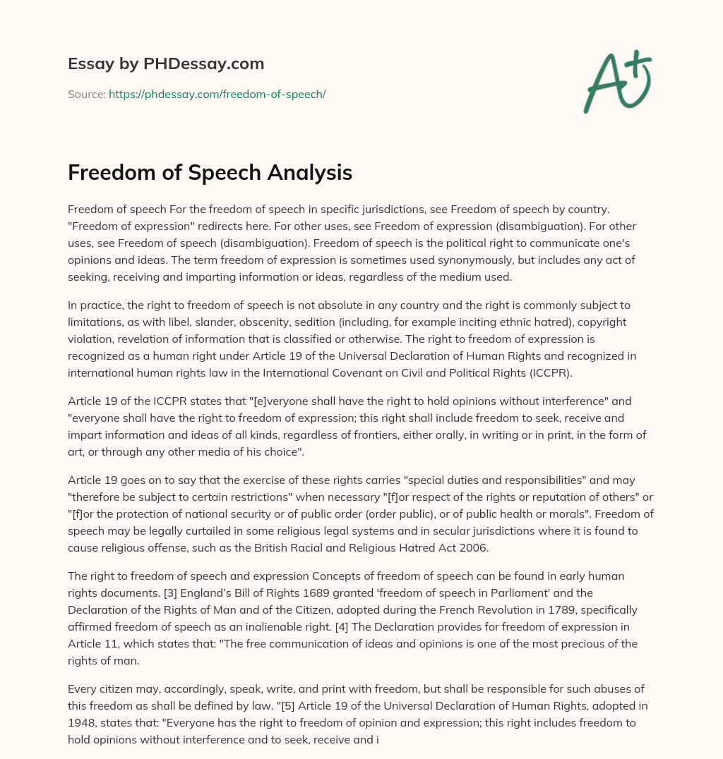 analysis on freedom of speech