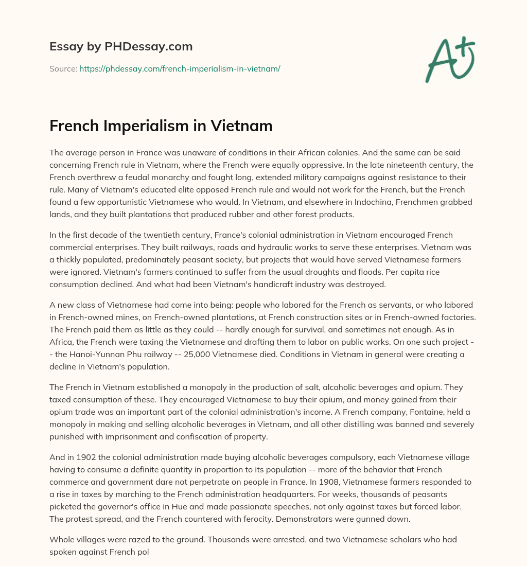 French Imperialism in Vietnam essay