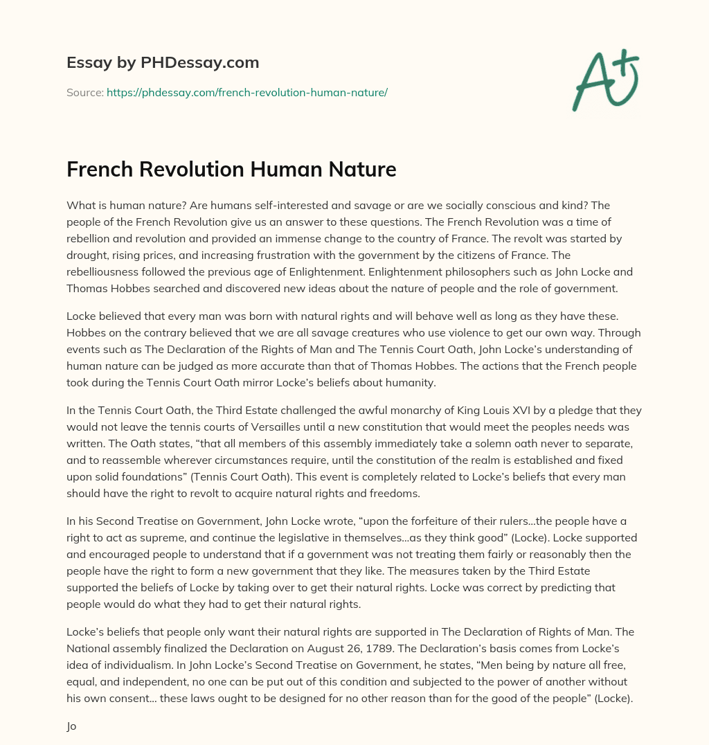 French Revolution Human Nature essay
