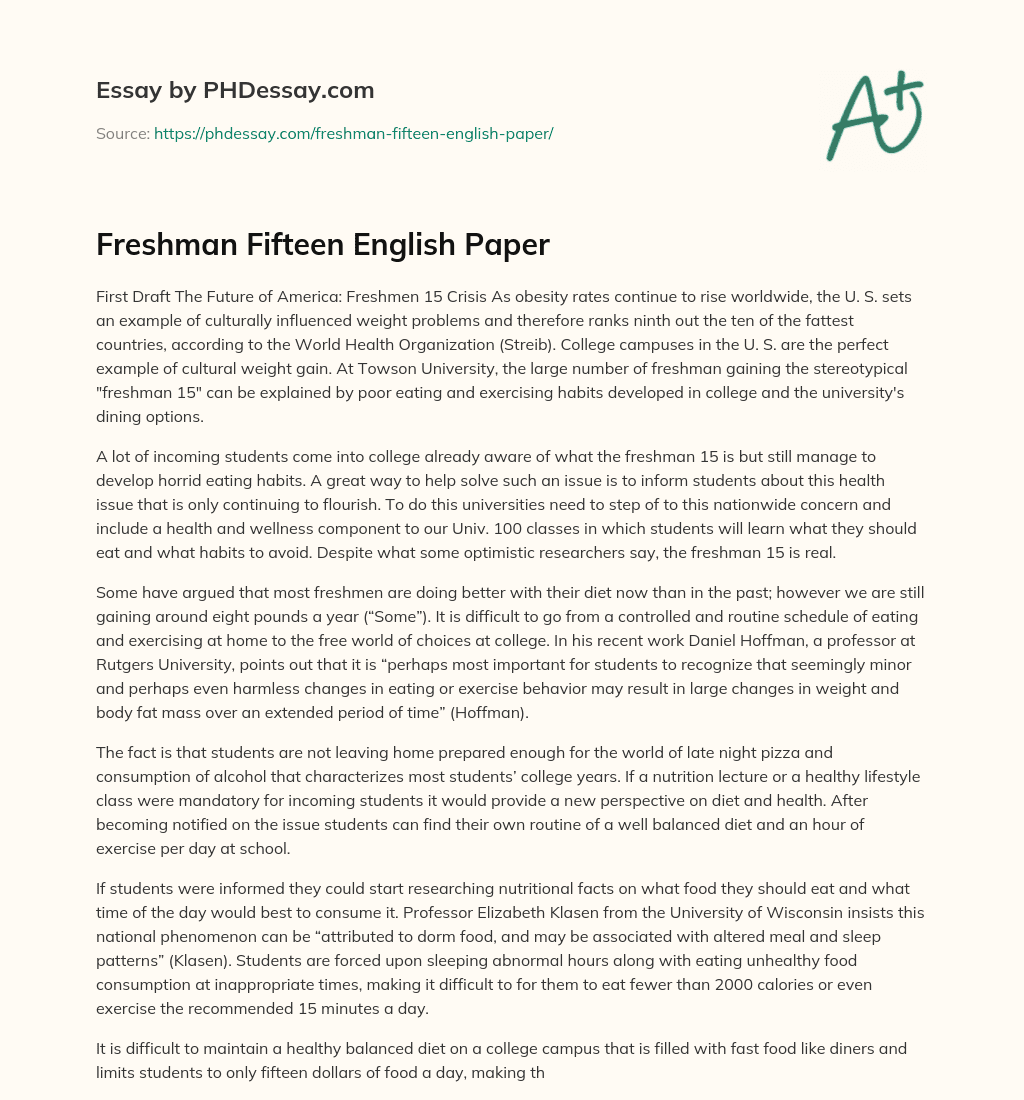 Freshman Fifteen English Paper essay