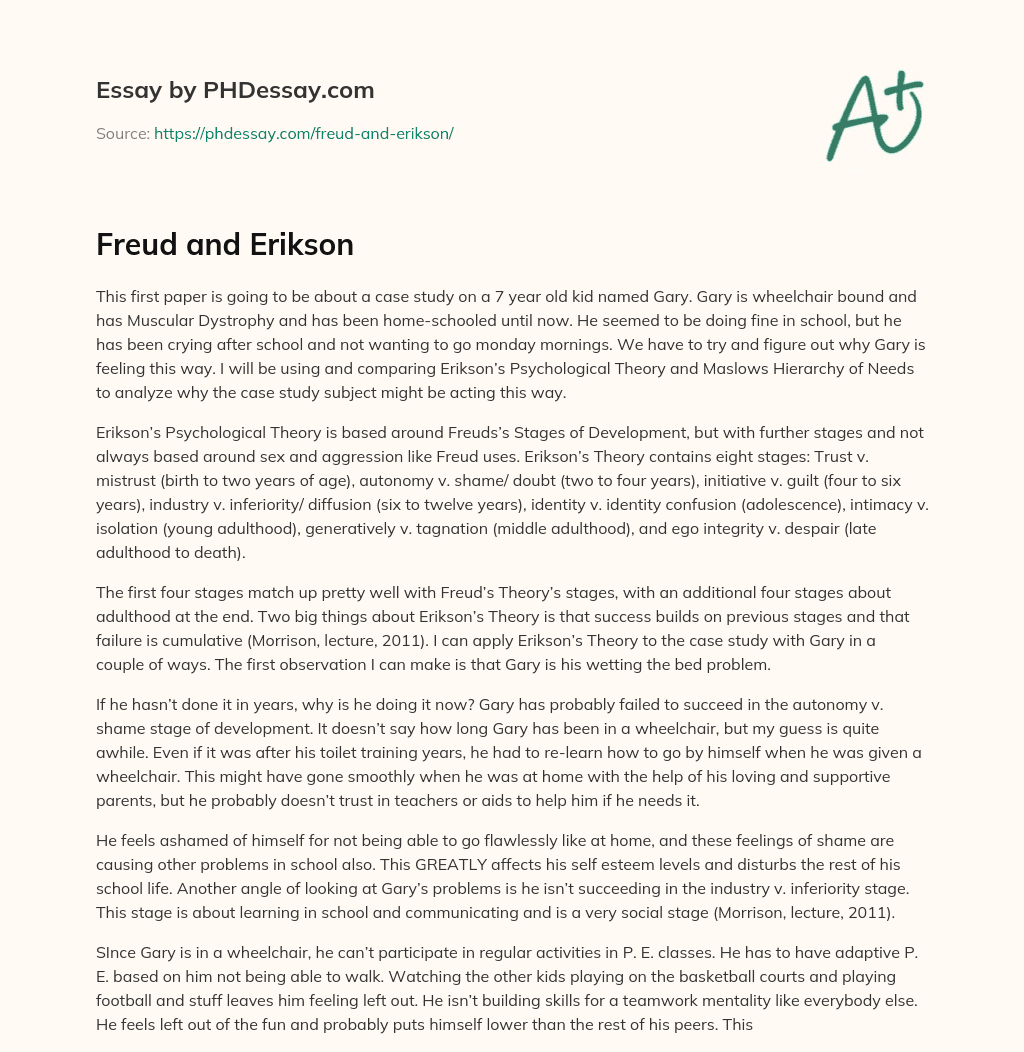 Freud and Erikson essay
