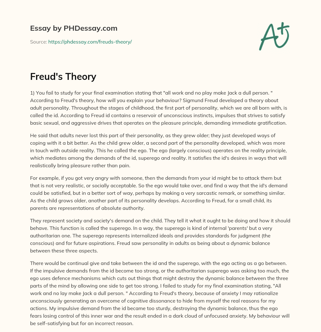 Freud’s Theory essay