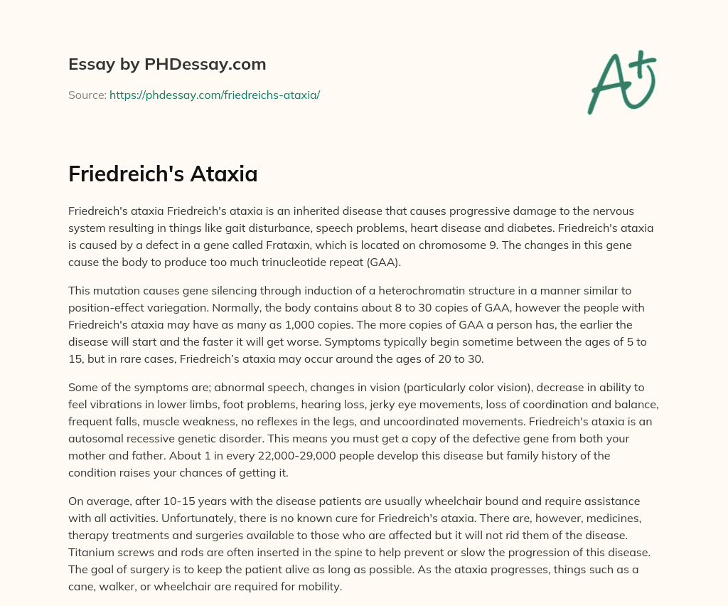 Friedreich’s Ataxia essay