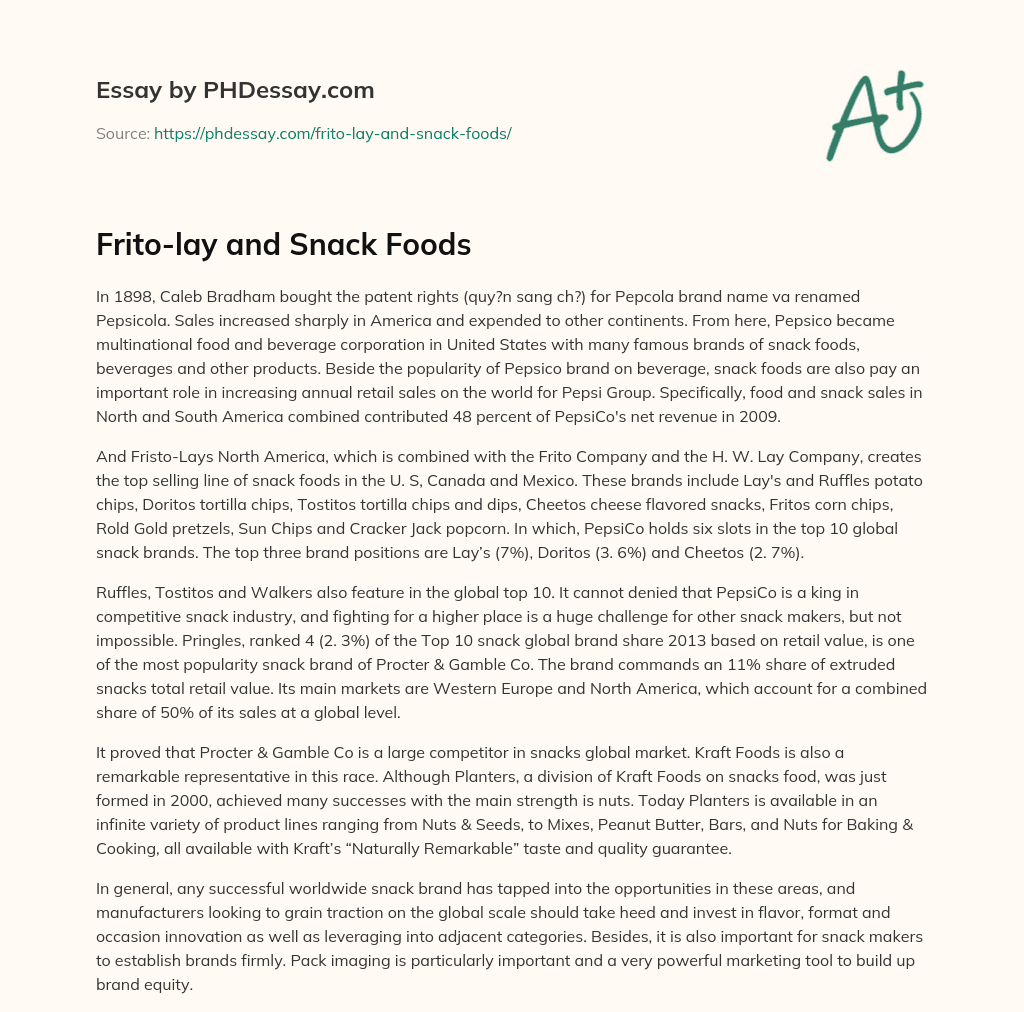 Frito-lay and Snack Foods essay