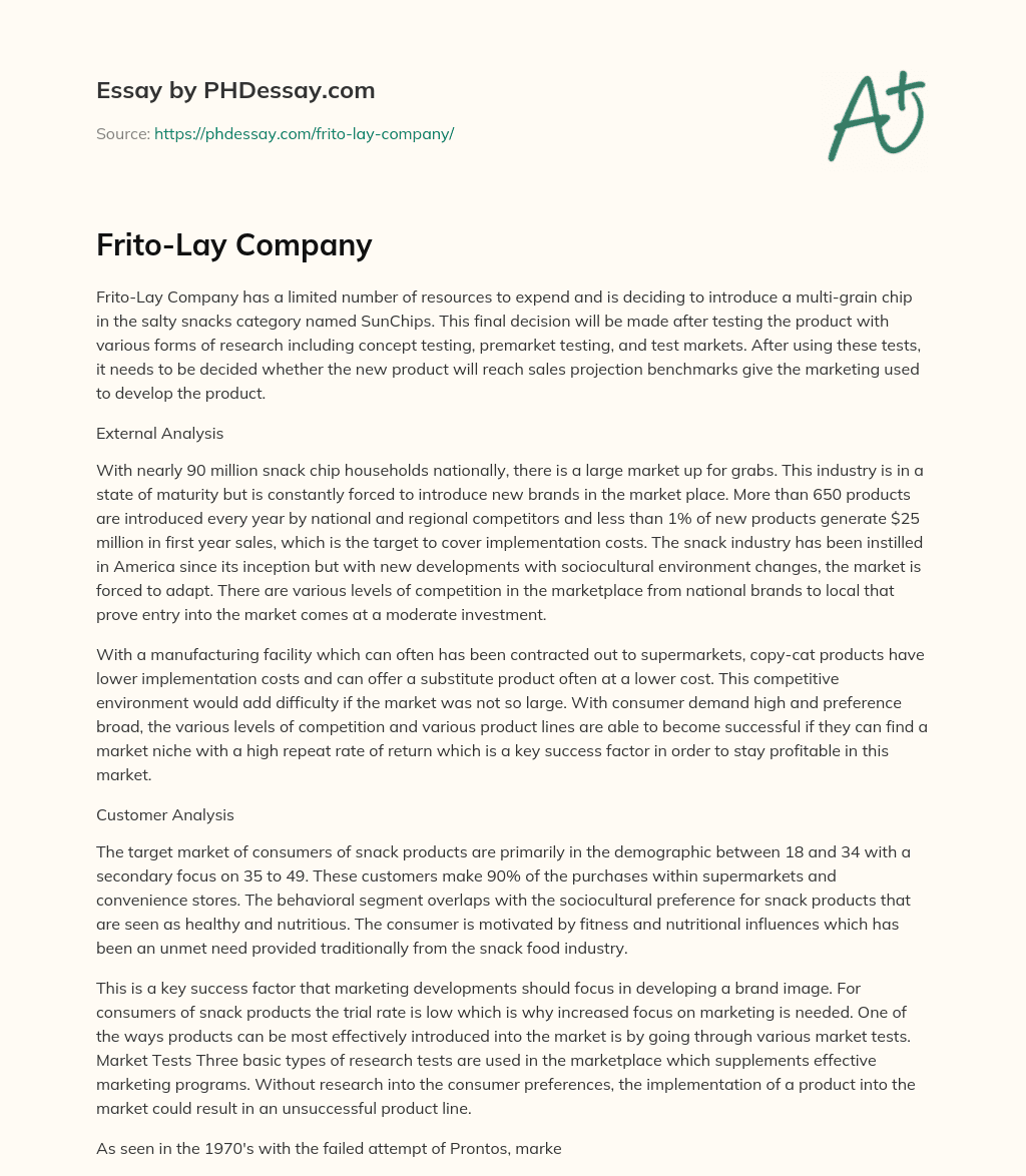 Frito-Lay Company essay