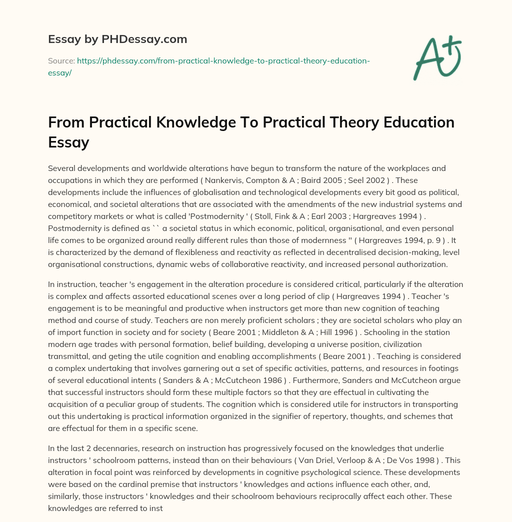 essay about practical knowledge