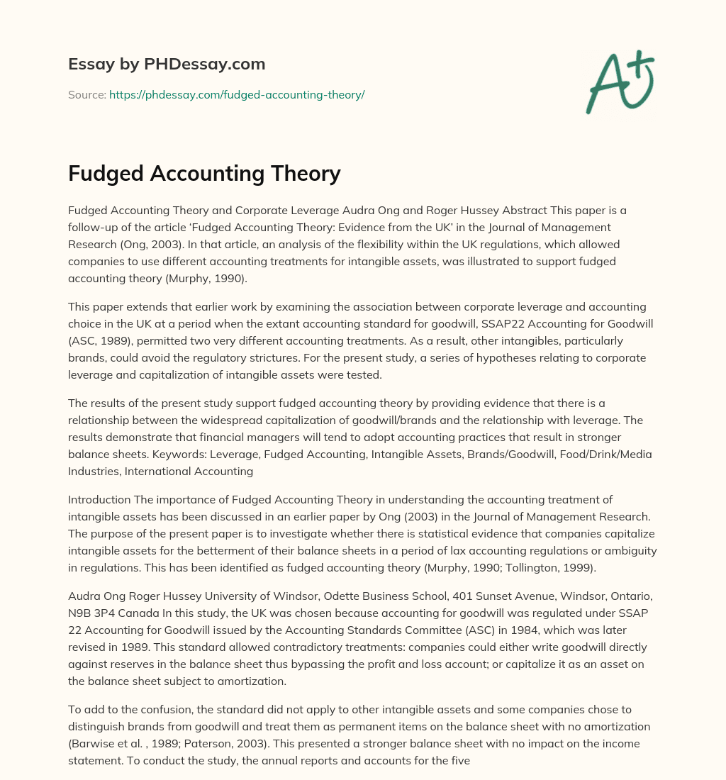 Fudged Accounting Theory essay