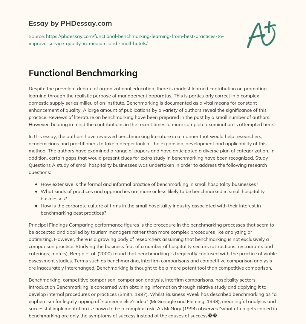 Functional Benchmarking essay
