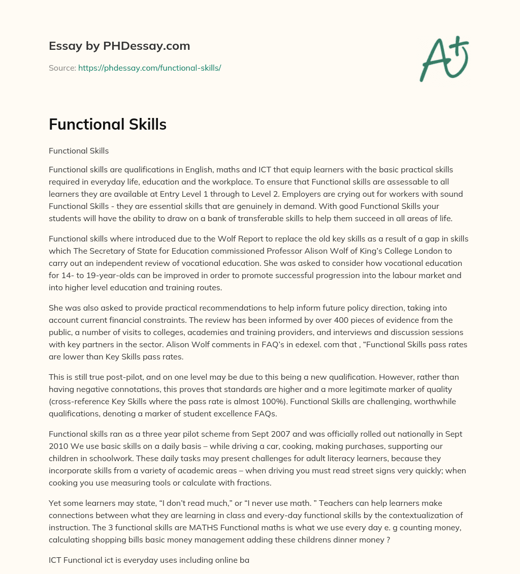 Functional Skills essay