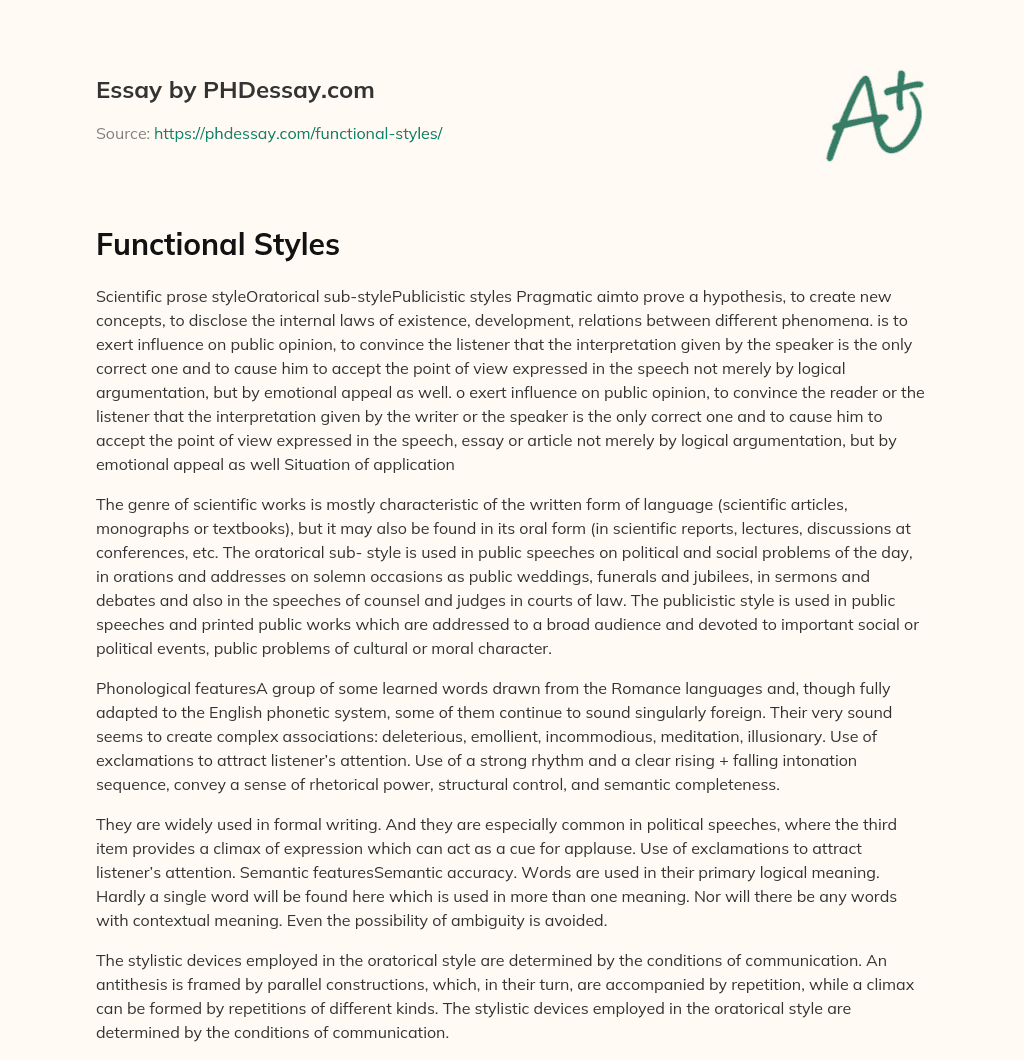 Functional Styles essay