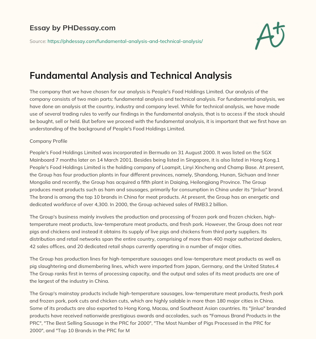 technical analysis essay