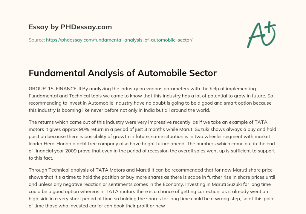 Fundamental Analysis of Automobile Sector essay