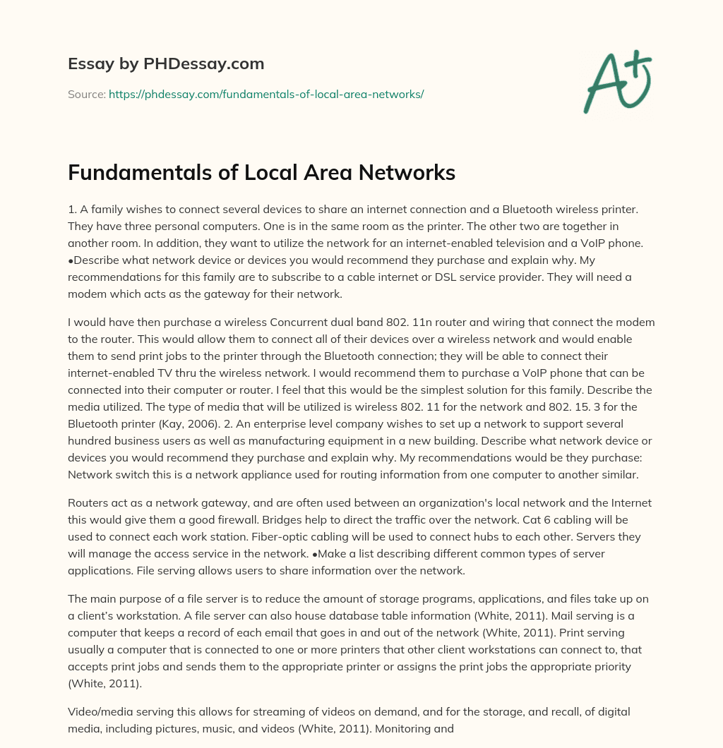 Fundamentals of Local Area Networks essay