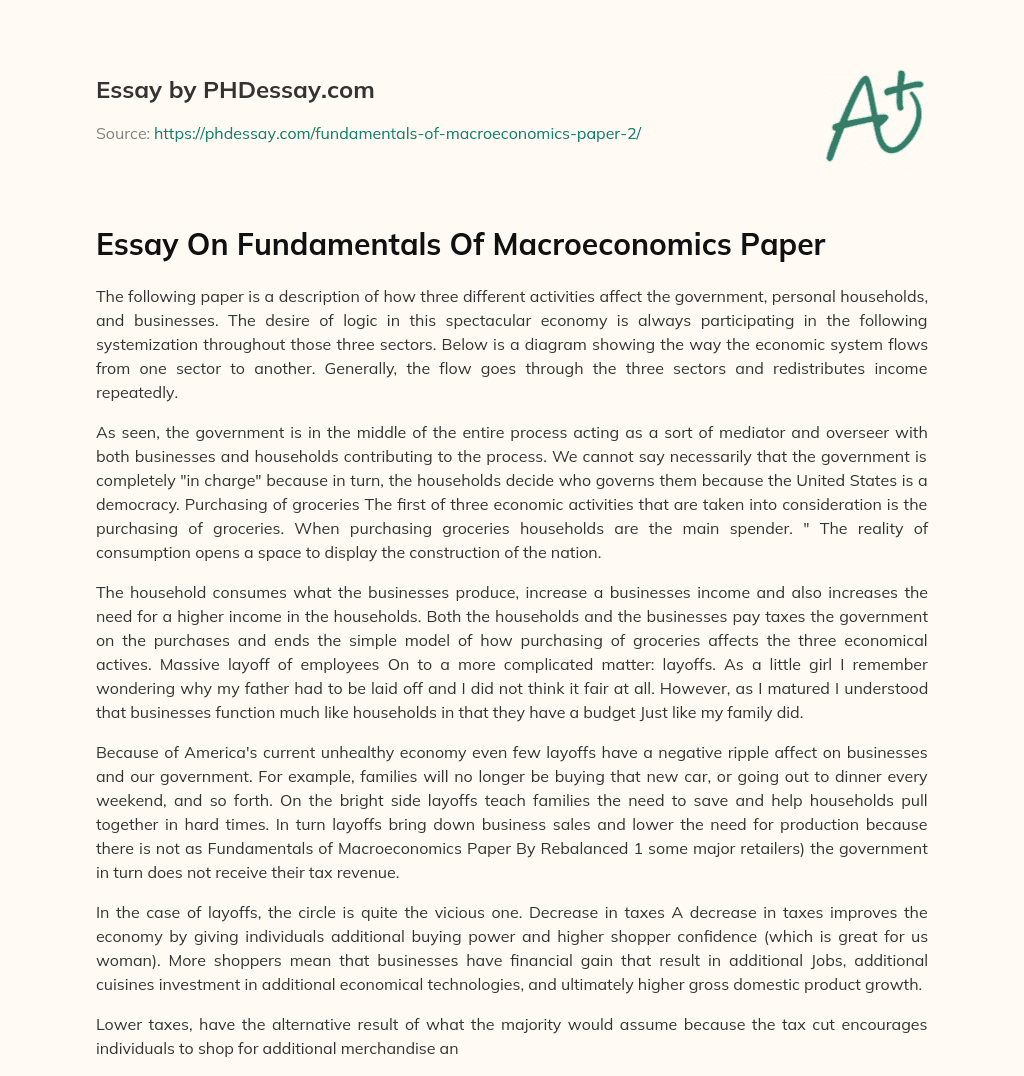 Essay On Fundamentals Of Macroeconomics Paper essay