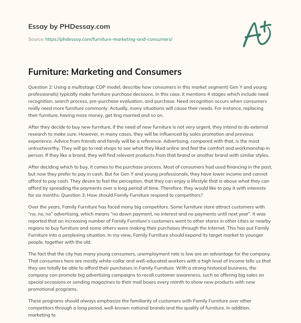 Furniture: Marketing and Consumers essay