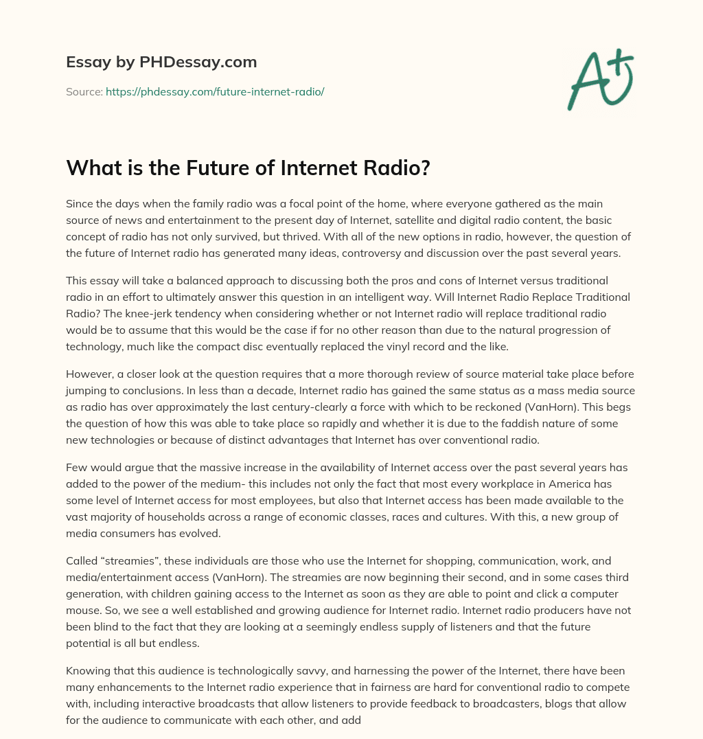 What is the Future of Internet Radio? essay