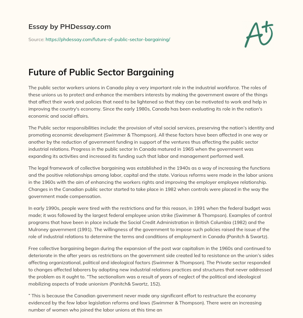 Future of Public Sector Bargaining essay