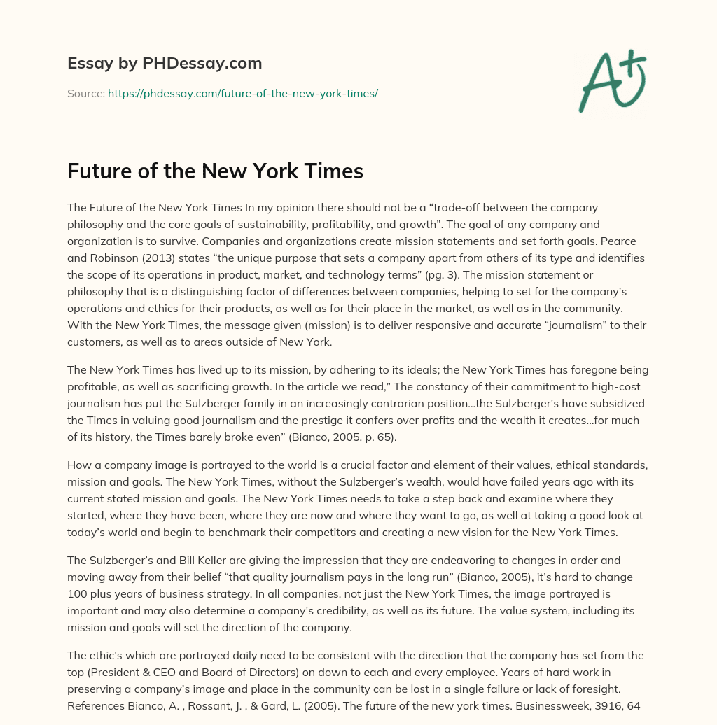 Future of the New York Times essay