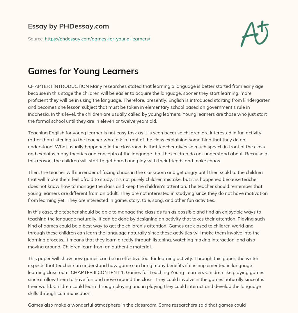Games for Young Learners essay