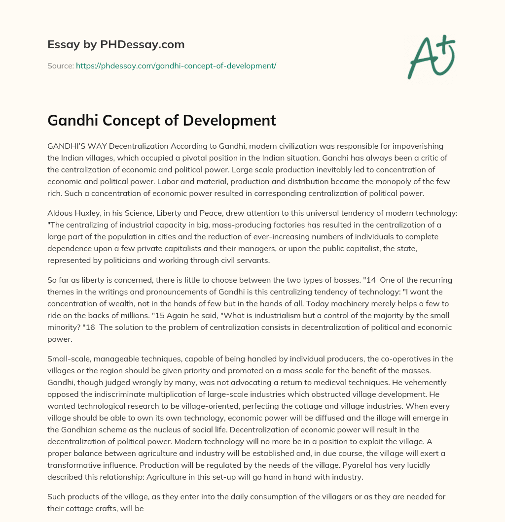 Gandhi Concept of Development essay
