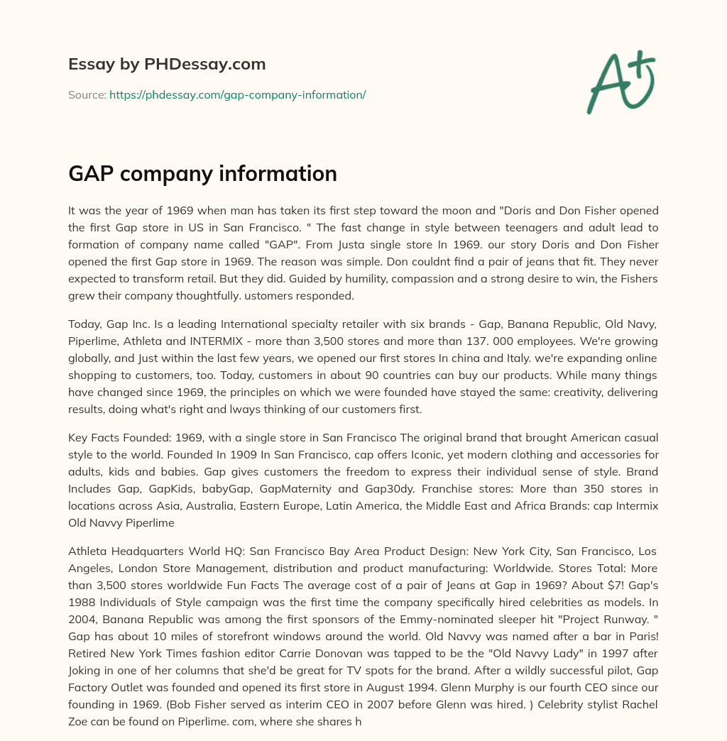 GAP company information essay