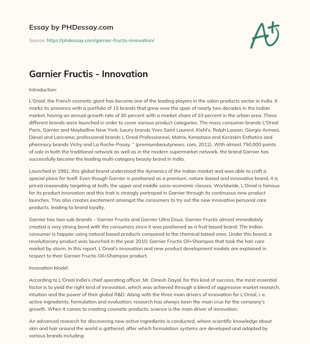 Garnier Fructis – Innovation essay