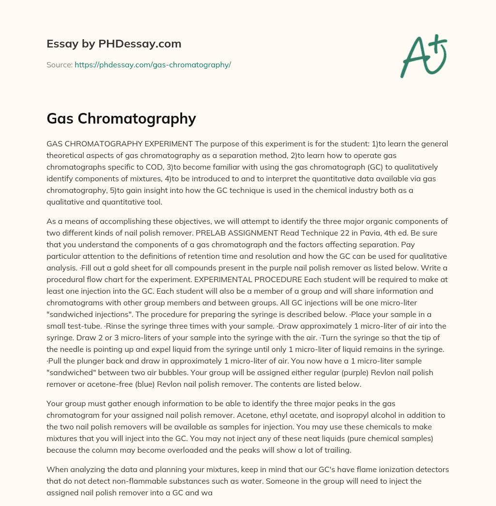 Gas Chromatography essay