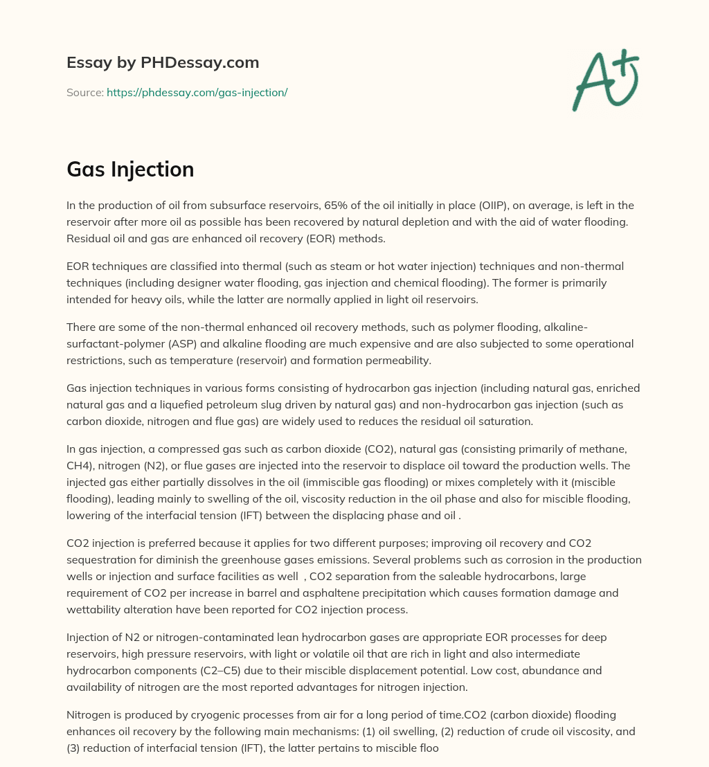 Gas Injection essay