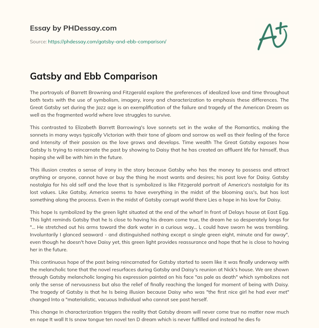 Gatsby and Ebb Comparison essay