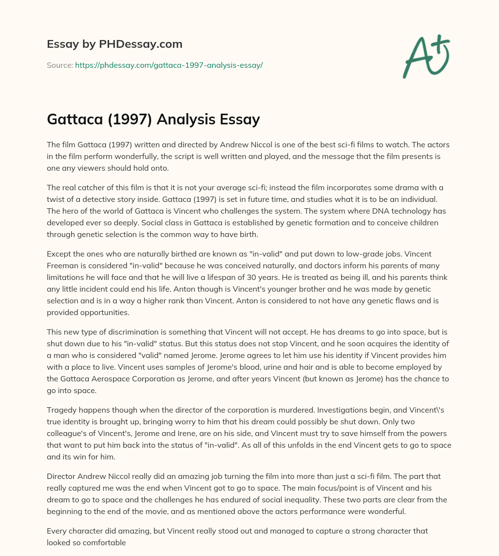 analytical essay on gattaca