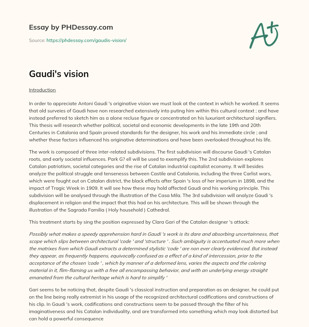 Gaudi’s vision essay