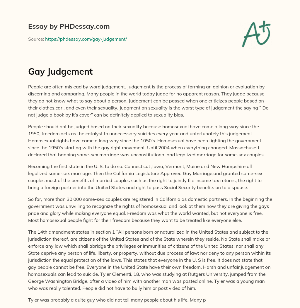 Gay Judgement essay