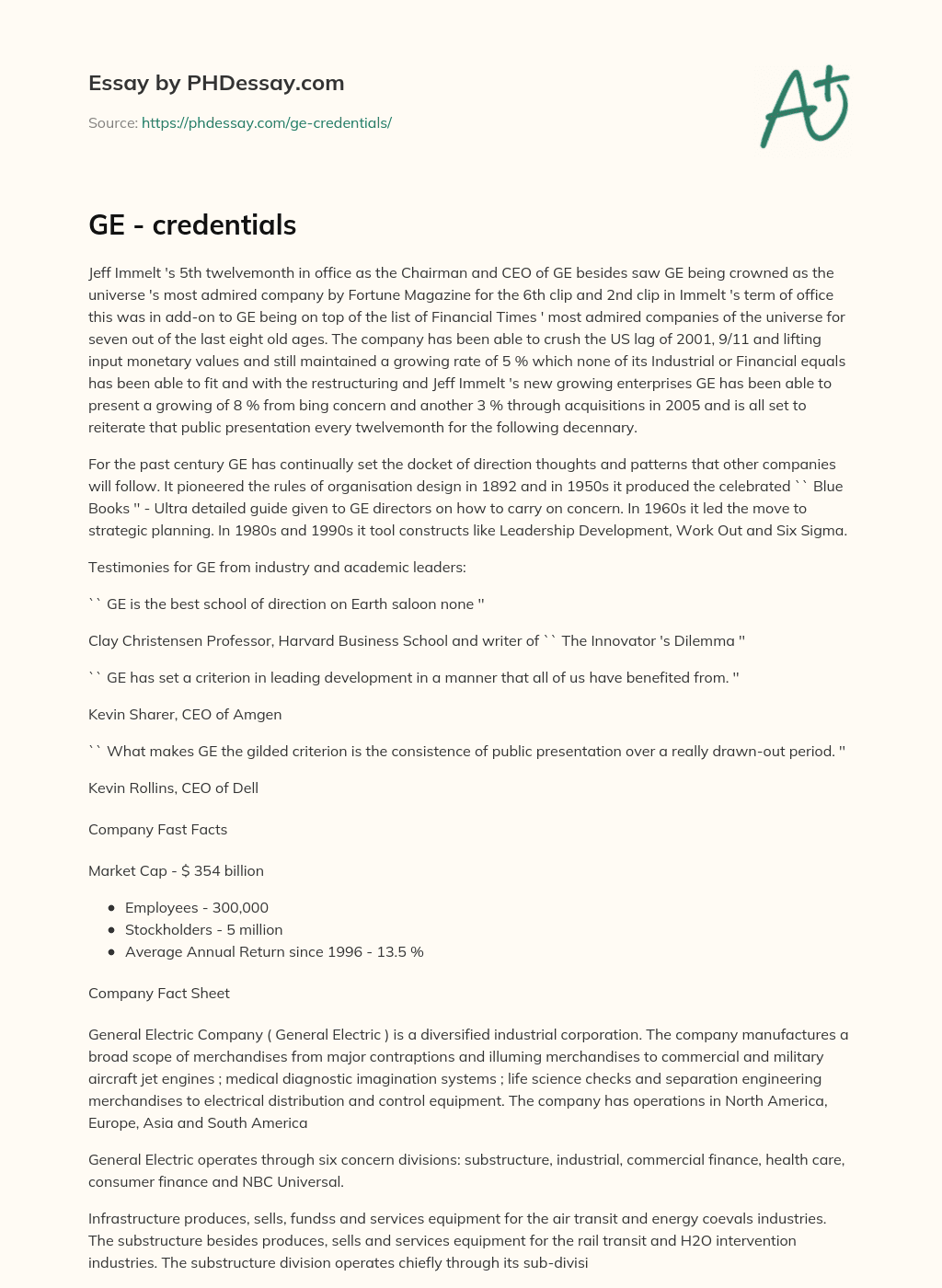 GE – credentials essay