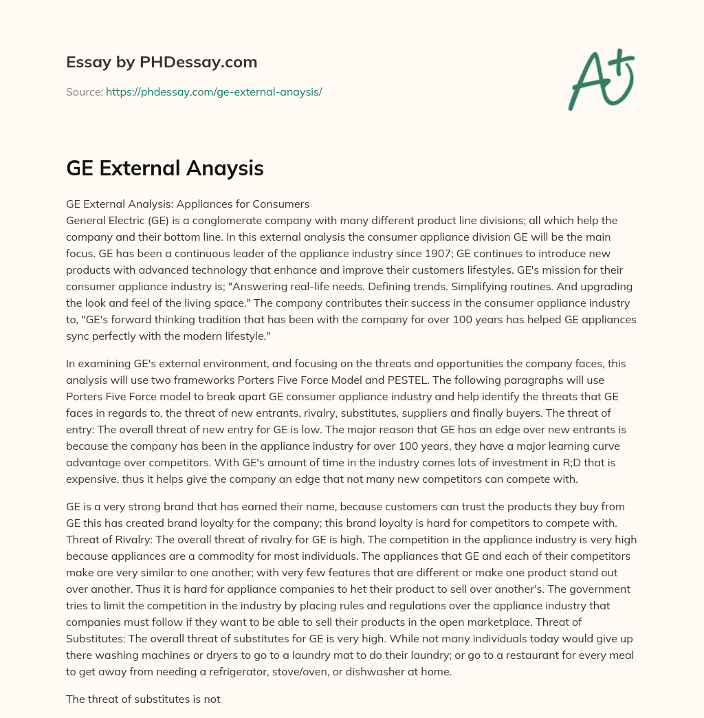 GE External Anaysis essay