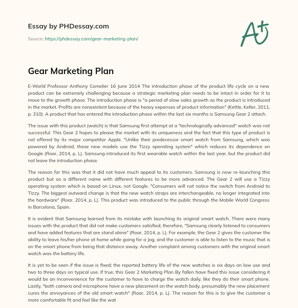Gear Marketing Plan essay