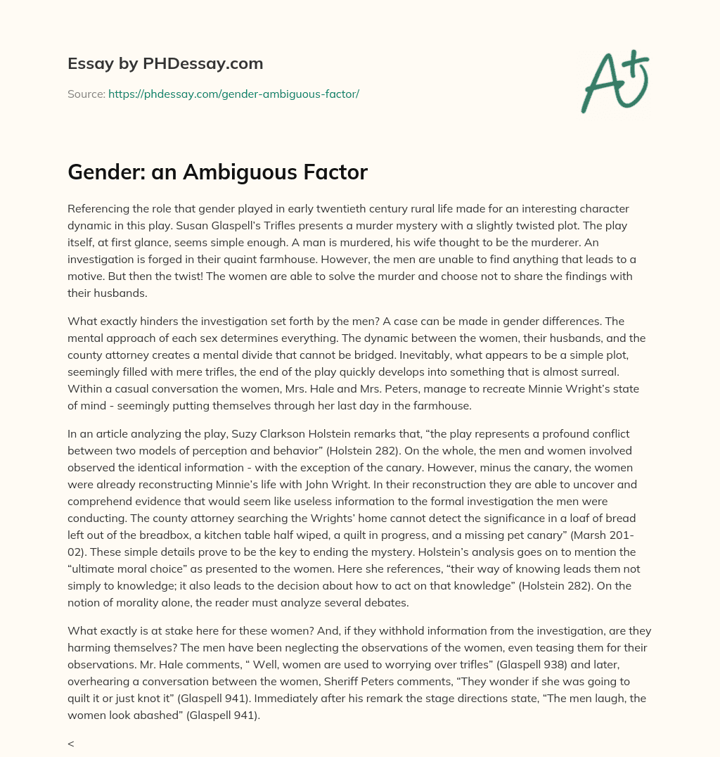 Gender: an Ambiguous Factor essay