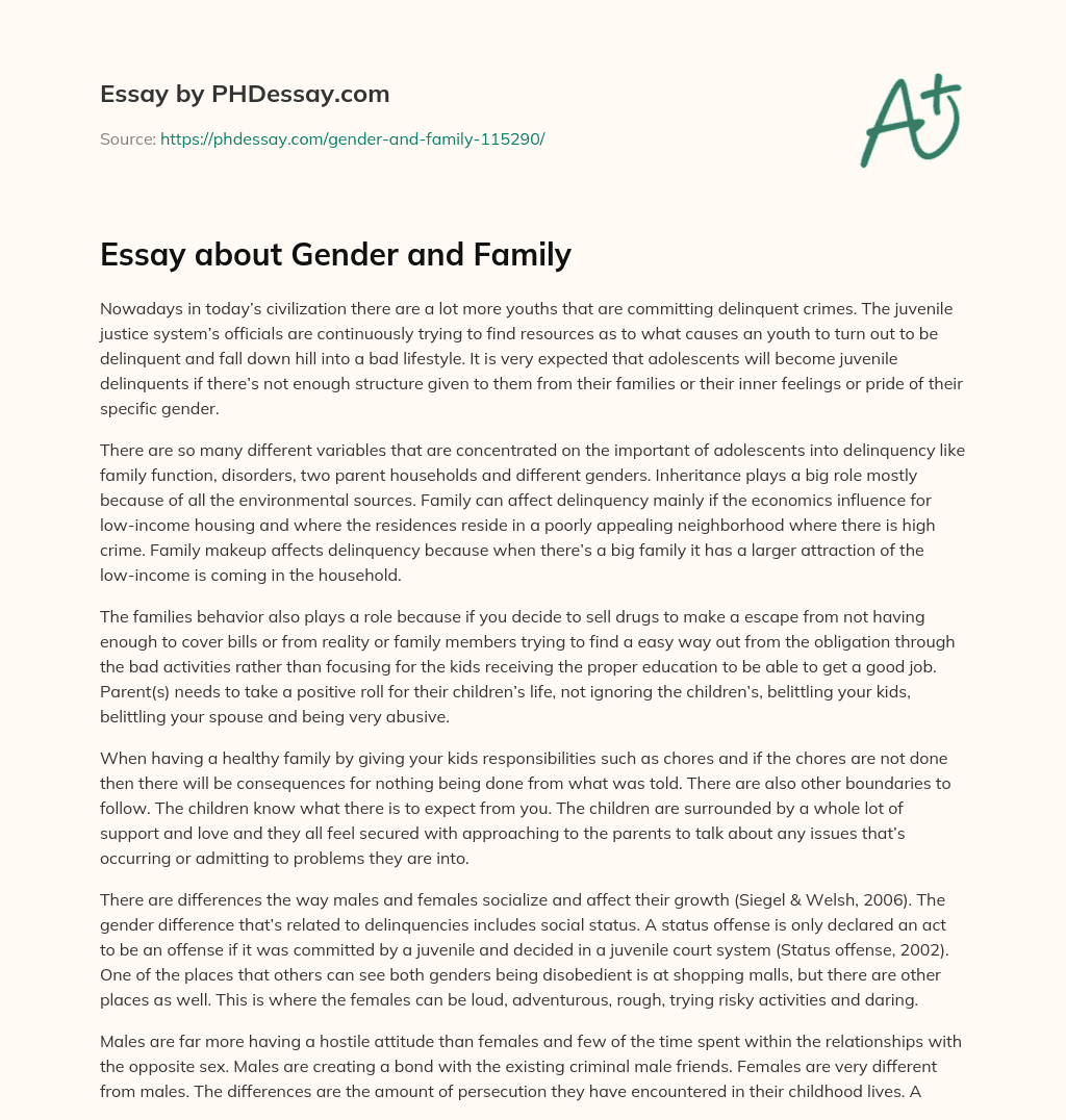 Essay about Gender and Family essay
