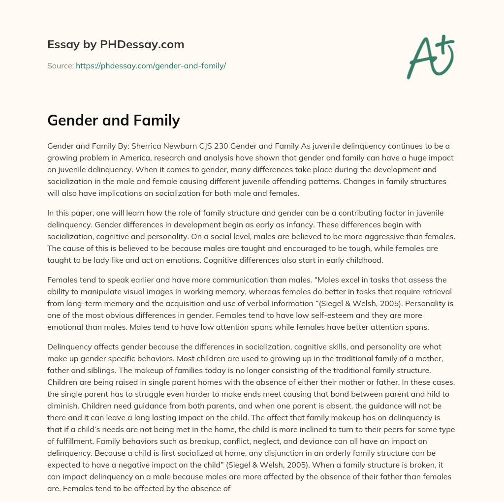Gender and Family essay